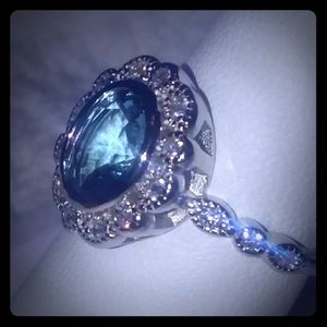 GENUINE 4kt AQUAMARINE STERLING SILVER RING
